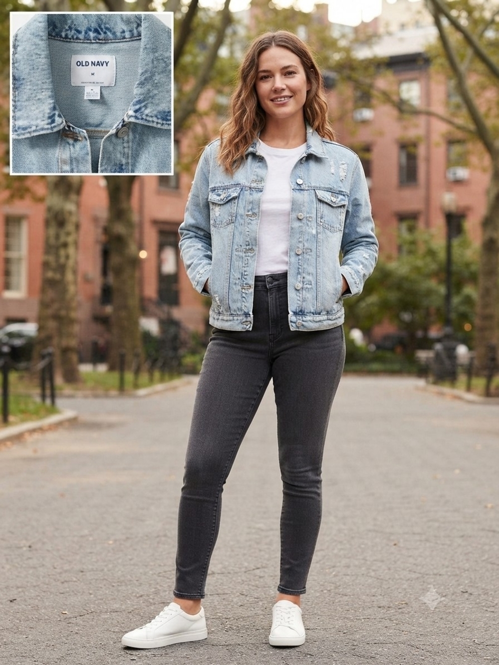 Old Navy Light Wash Denim Jean Jacket Distressed